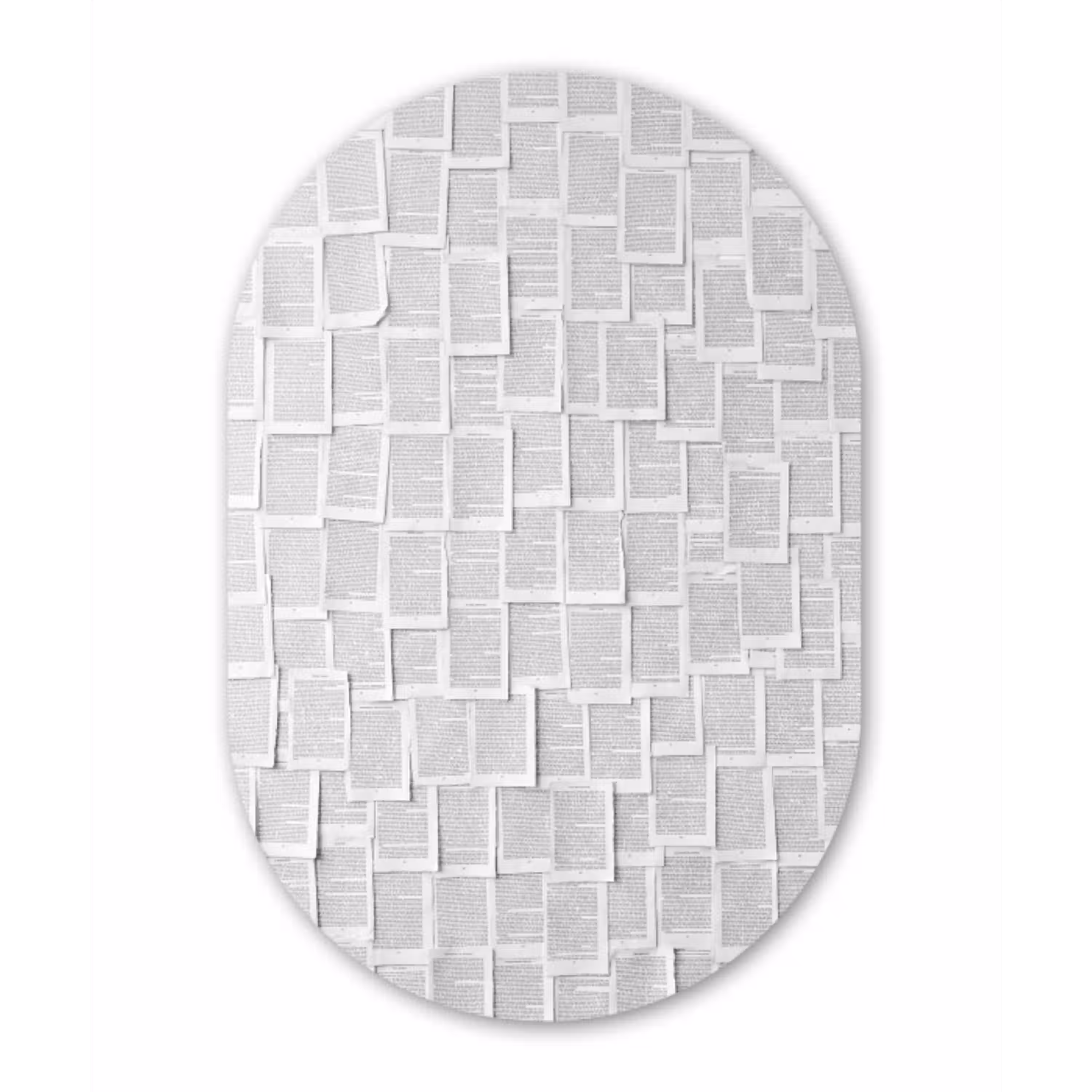 Papier - Overlappend - Textuur - Modern - Wit Wandcirkel Ovaal Aluminium middel -3d