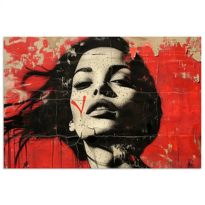 Graffiti - Vrouw - Rood - Street art - Banksy poster papier klein -3d