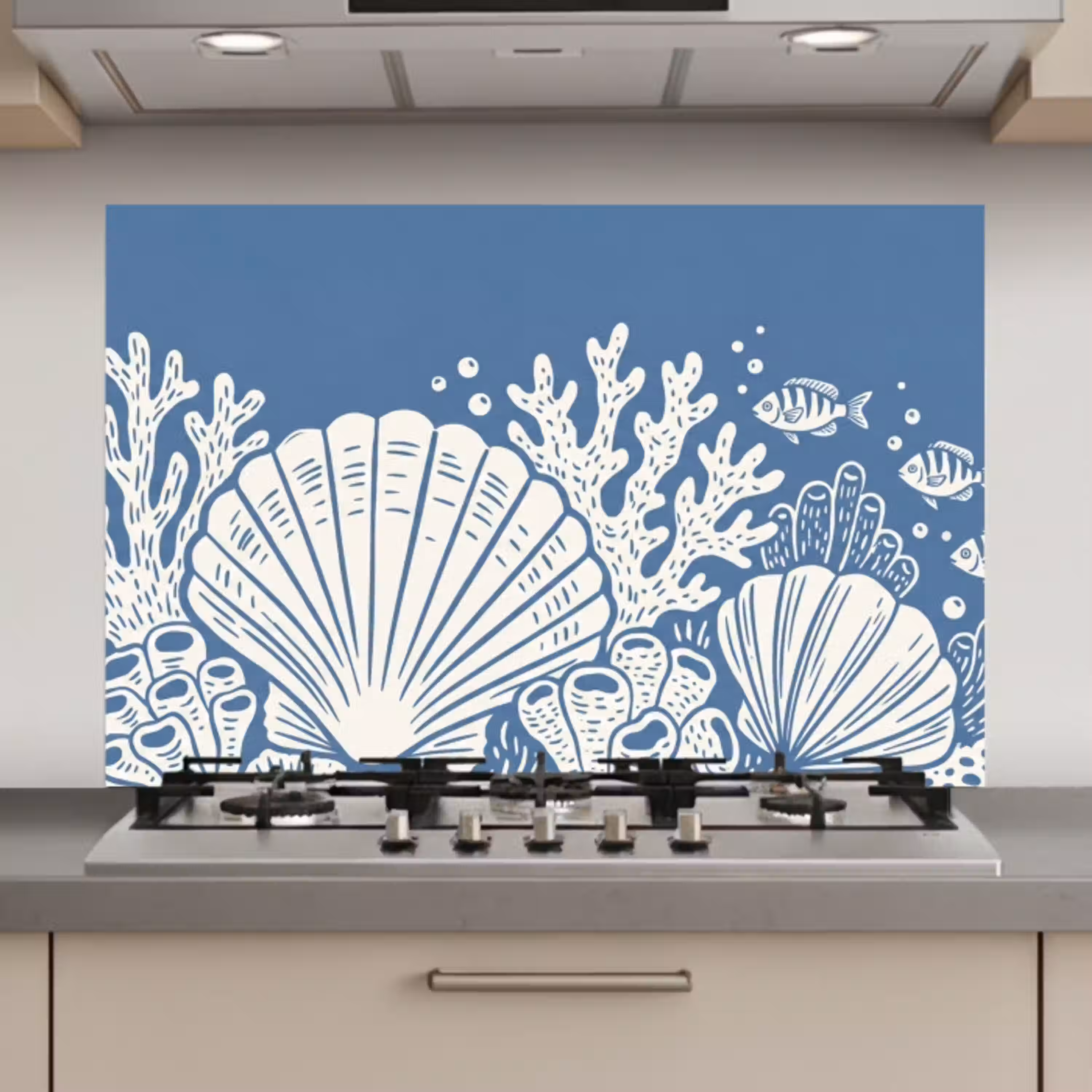 Zeeleven - Koraal - Schelp - Vis - Illustratie - Onderwater keuken achterwand spatscherm klein -3d_website