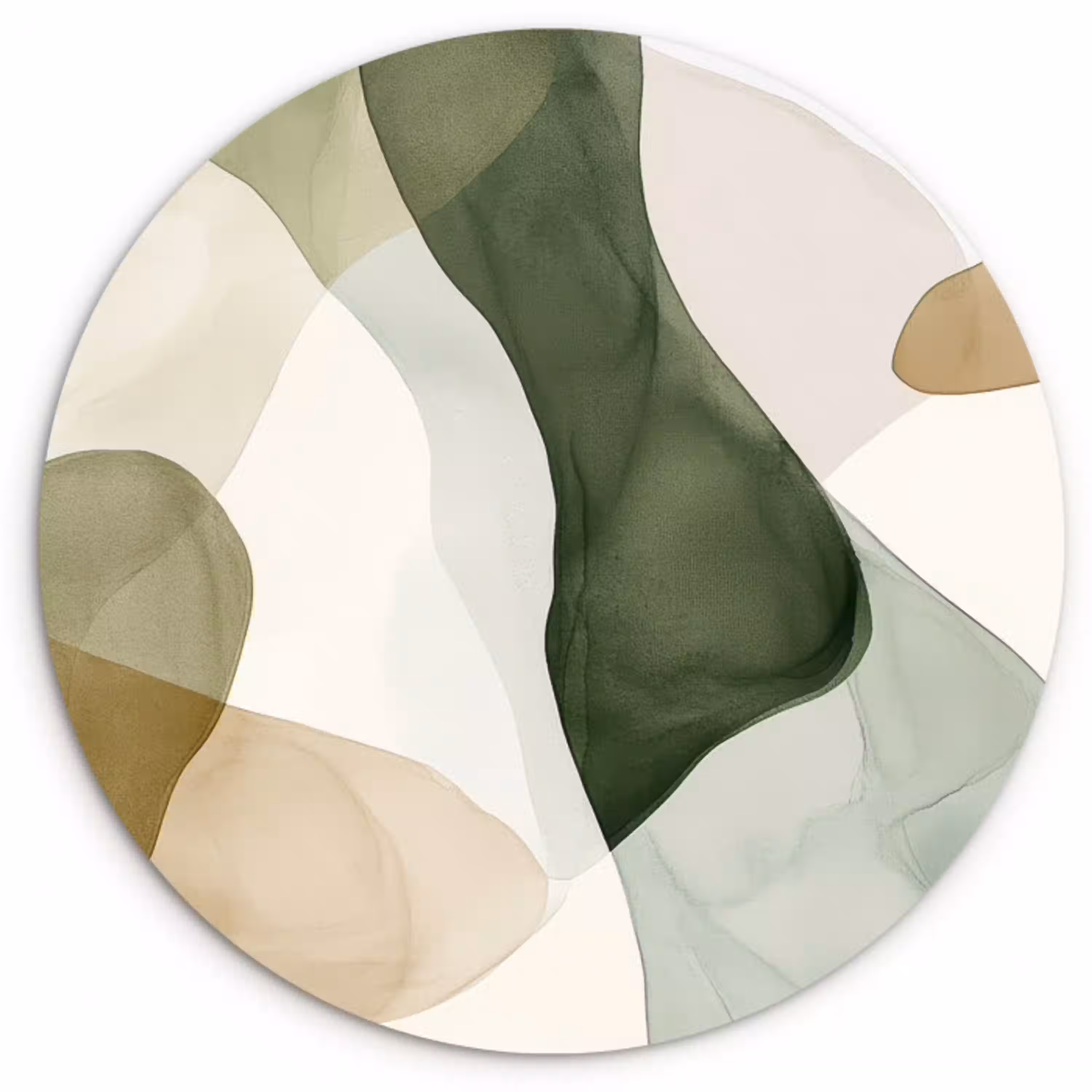 Japandi - Abstract - Groen Wandcirkel kunststof plaat 5mm dik klein -3d