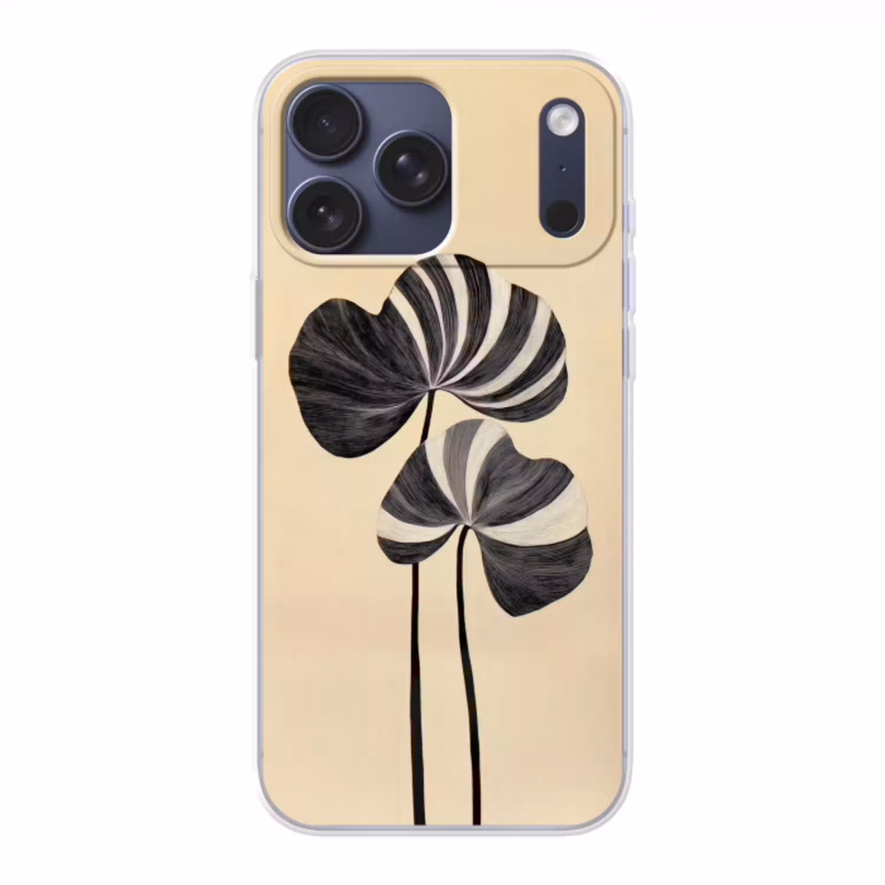 Zwart - Bladeren - Strepen - Minimalistisch Telefoonhoesje iPhone 17 Pro Max klein -3d