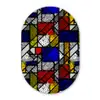 Mondriaan - Glas in lood - Oude Meesters - Kunstwerk - Abstract - Schilderij Wandcirkel Ovaal Forex klein -3d