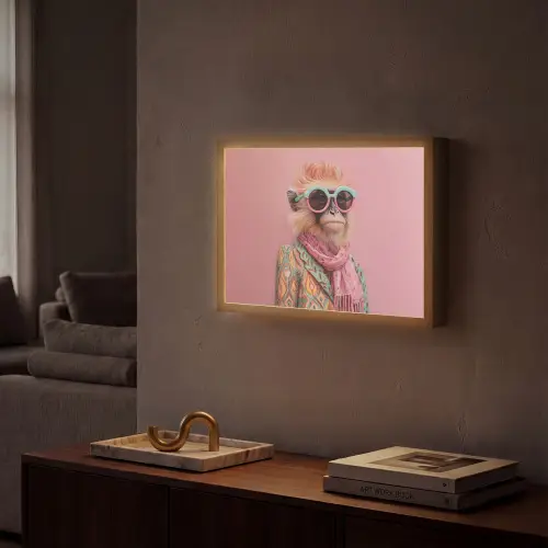 Sjaal - Aap - Zonnebril - Jasje Light Box met batterij (Wandlamp) middel -sfeer1