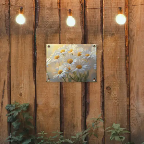 Madeliefjes - Wit - Zonlicht tuinposter los doek klein -sfeer1