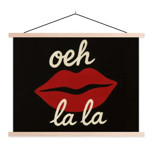 Lip - Rood - Quote textielposter latten blank klein -3d
