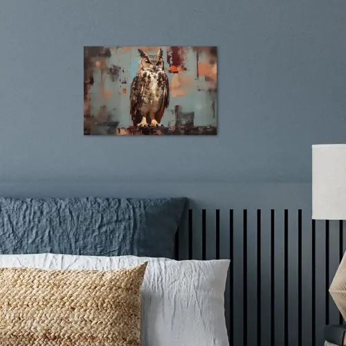 Geschilderd - Abstract - Uil - Bruin poster papier klein -sfeer2