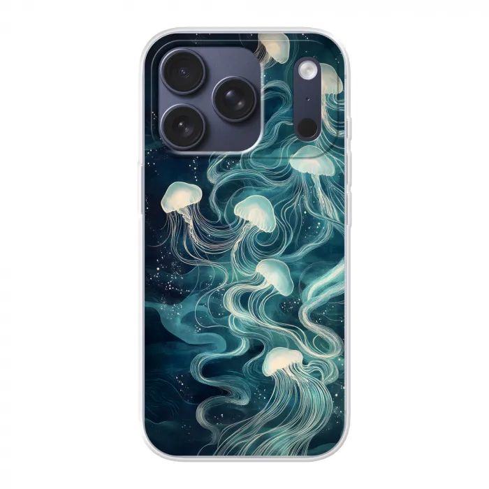 Kwallen - Zee - Wit - Golven Telefoonhoesje iPhone 17 Pro klein -3d
