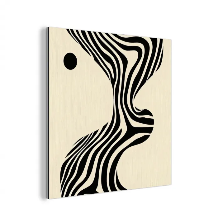 Beige - Lijnen - Golvend -  Abstract aluminium wit klein -3d