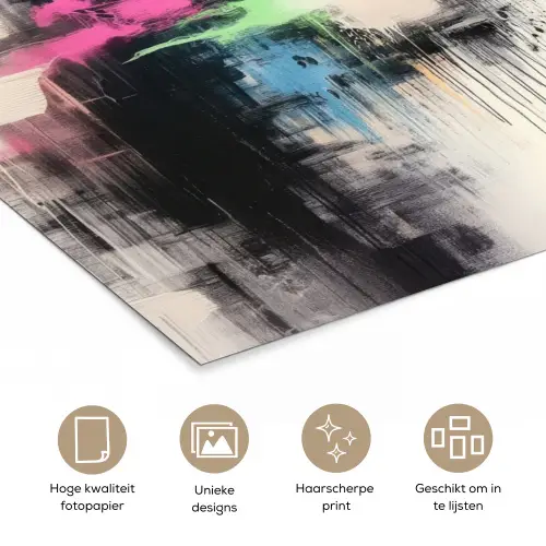 Abstract - Kleurexplosie - Landschap poster papier klein -closeup_NL