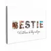 Bestie - Lettercollage Tuinposter op houten frame 2 cm dik klein -3d
