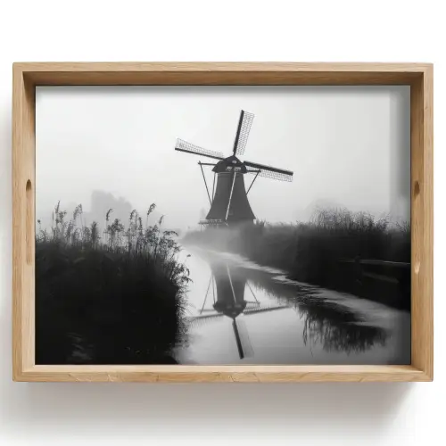 Molen - Weerspiegeling - Landschap - Water Dienblad Rechthoek middel -z3d_shopping