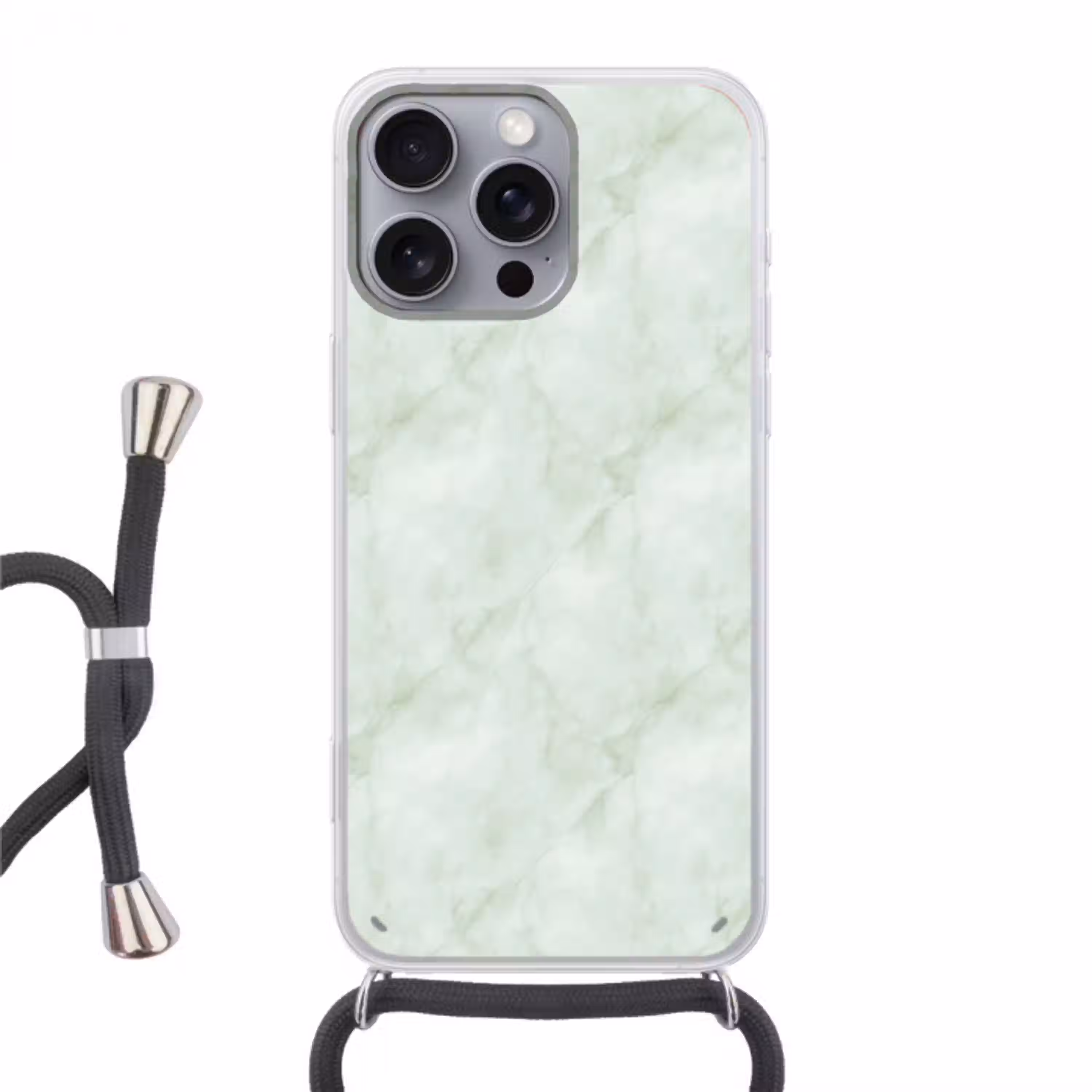 Groen - Marmer - Vloeiende aders Hoesje iPhone 16 Pro Max met koord klein 804 -3d