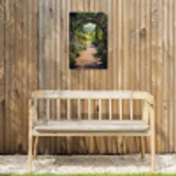 Doorkijk - Bloemen - Natuur - Rozenboog Tuinposter op houten frame 2 cm dik klein -sfeer4