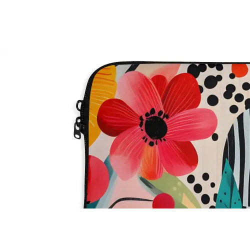 Bloemen - Bladeren - Abstract - Kleurrijk laptophoes neopreen klein -detail