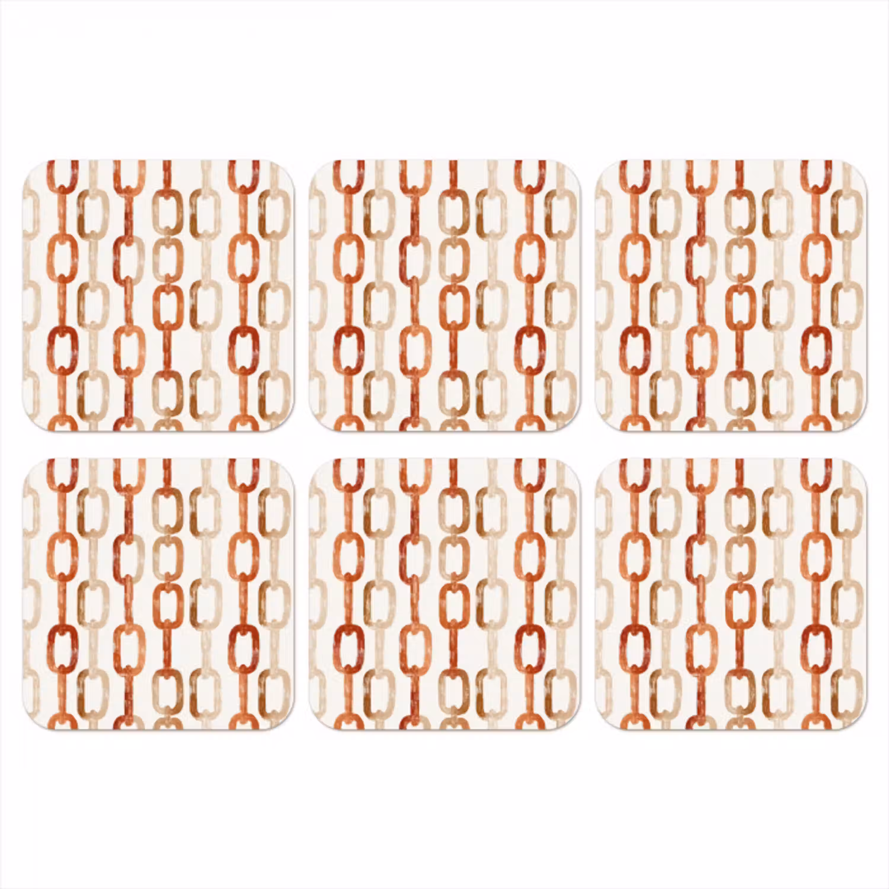 Schakels - Patroon - Aquarel - Terracotta onderzetter kurk middel 366 -3d