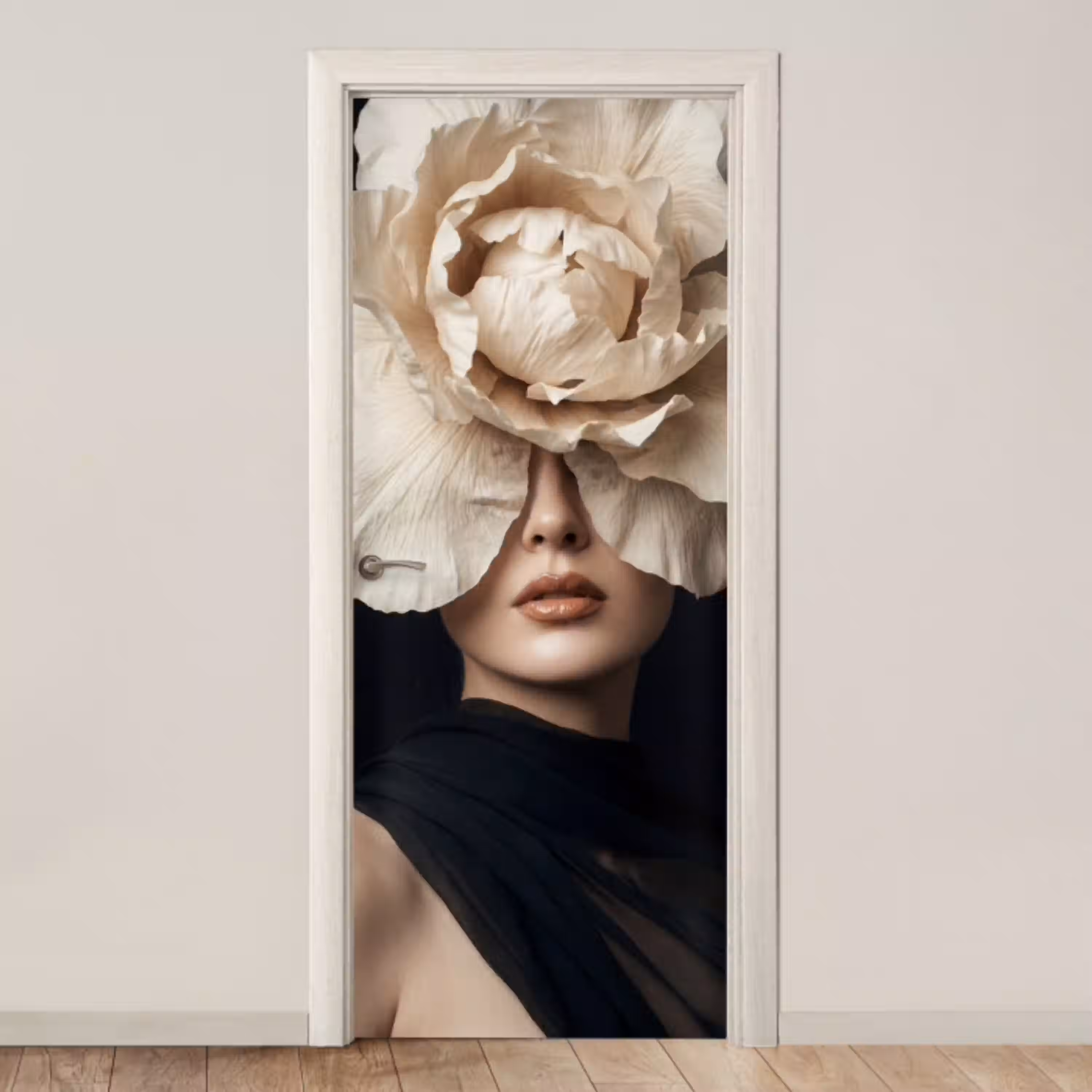 Roos - Tijdloos - Zwart deurposter klein -3d_beige