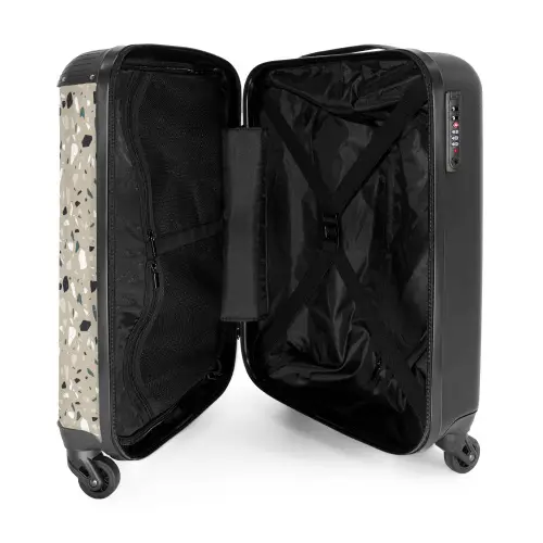 Terrazzo patroon kleurrijk grijs groen NBS - Handbagage koffer - Kinderen Unisex middel -binnenkant