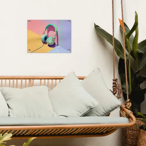 Koptelefoon - Mintgroen - Draad tuinposter los doek klein -sfeer7