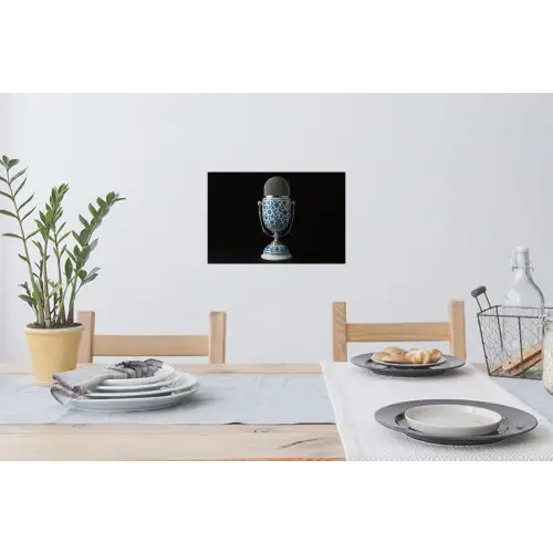 Microfoon - Delfts blauw - Muziek Muursticker klein -eettafel