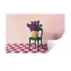 Stoel - Vaas - Bloemen - Geblokt Muursticker klein -3d