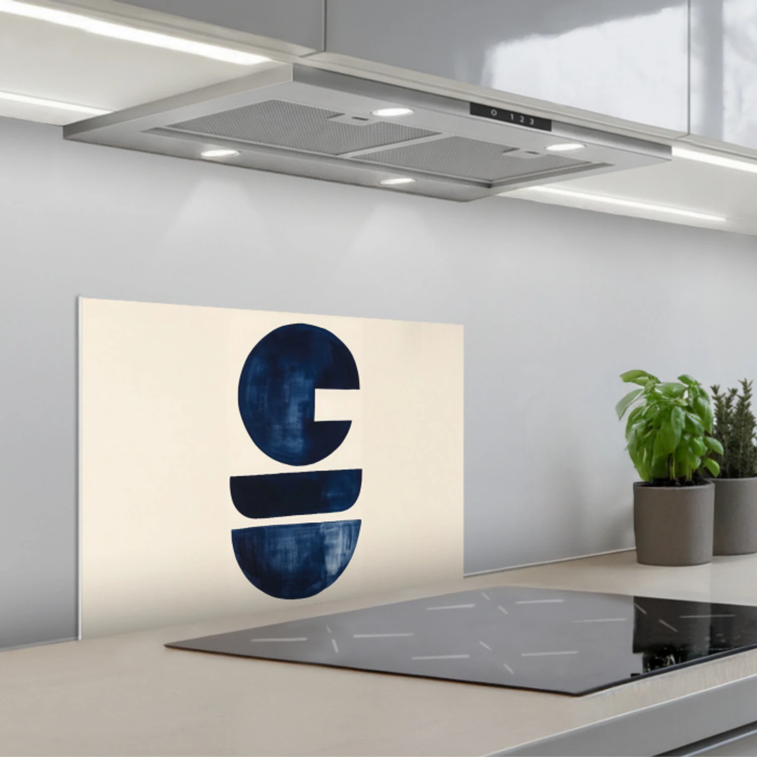 Vormen - Blauw - Abstract keuken achterwand spatscherm klein -3d_schuin
