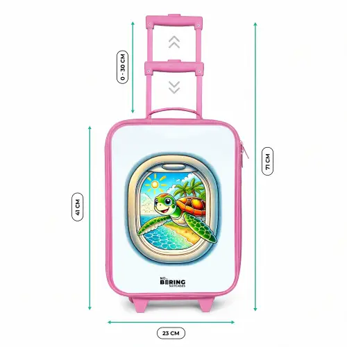 Schildpad bij een tropisch strand Kinderkoffer - Roze klein -productfoto_formaten
