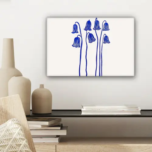 Bloemen - Blauw - Lijnen - Bloemblaadjes canvas 2cm klein -sfeer6