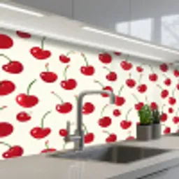 Kersen - Minimalistisch - Rood keuken achterwand 2 middel 871 -3d_schuin