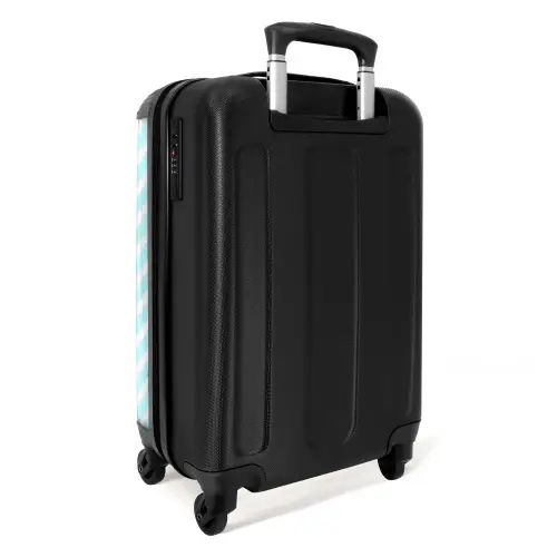 Gestreepte flamingo op rolschaatsen Koffer - NBS - Handbagage middel -achterkant