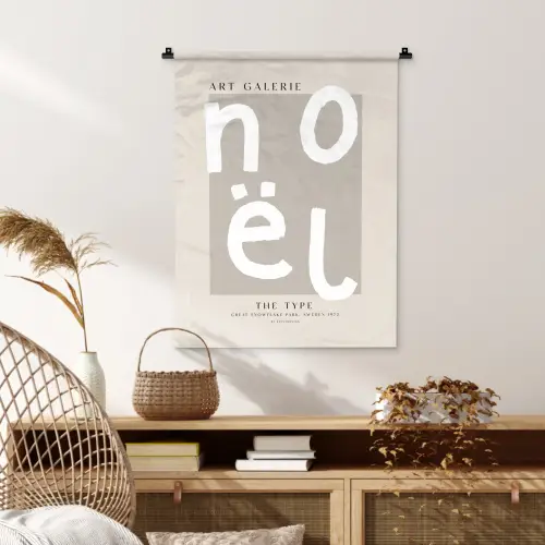 Kerstmis - Quotes - Noël - Wit - Beige Wandkleed katoen klein -sfeer5