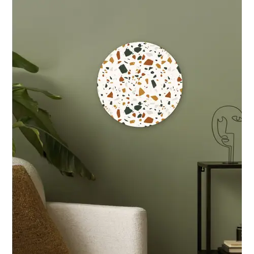 Terrazzo - Patroon - Wit - Terra Wandcirkel plexiglas klein 852 -sfeer3