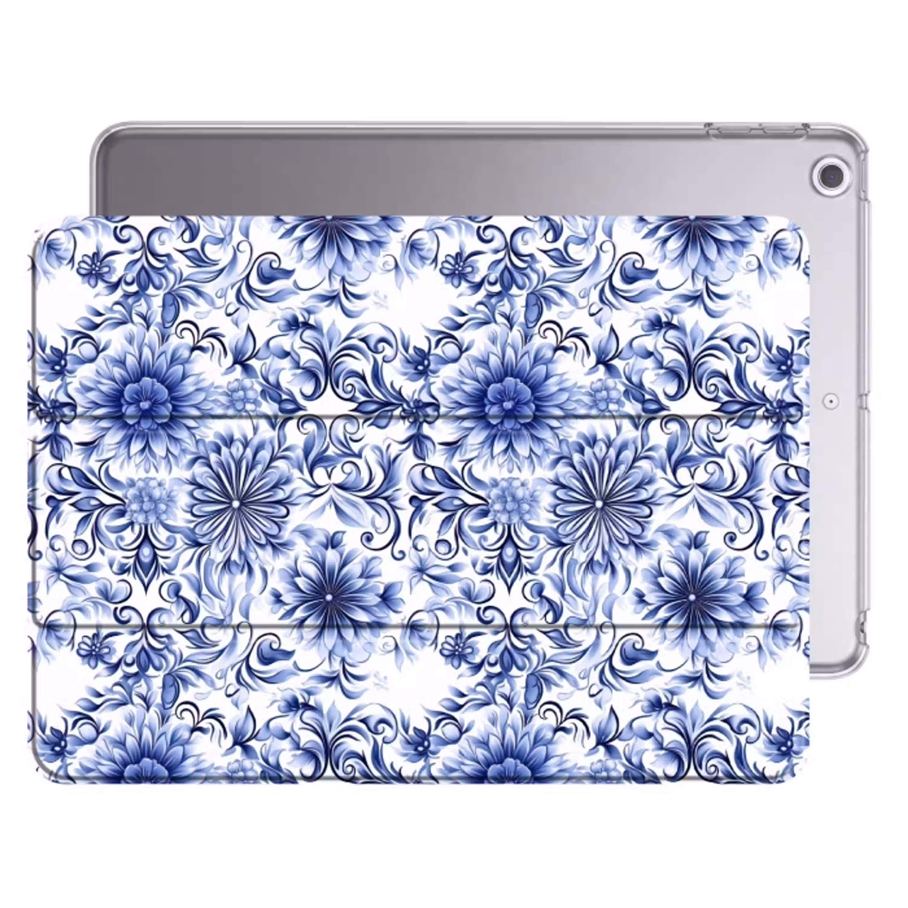 Bloemen - Blauw - Patroon - Wit Apple iPad 2017 middel 1172 -threedimensional_3d_global