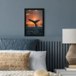 Walvis staart - Water - Zonsondergang fotolijst zwart zonder passe partout klein -sfeer3