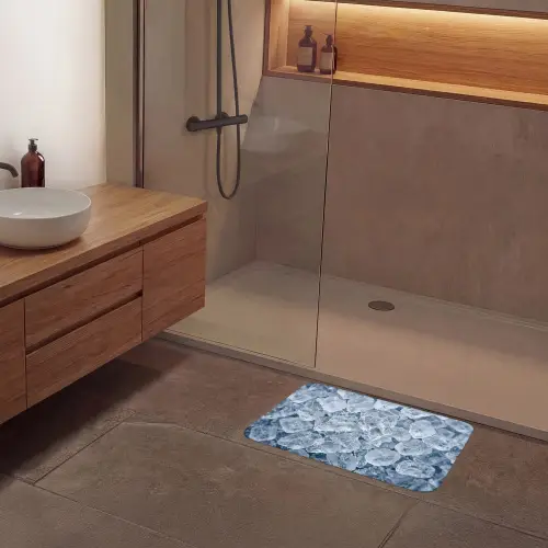 Ijsblokjes - Water - Blauw Badmat klein -sfeer2