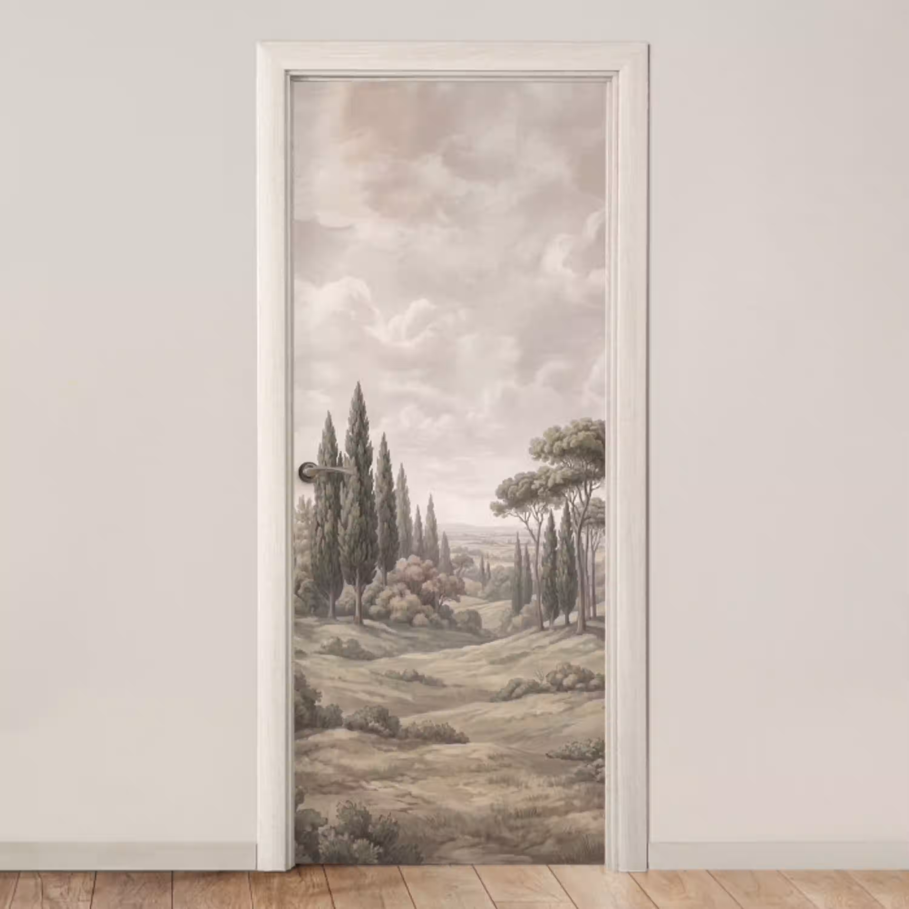 Vallei - Bos - Natuur - Groen deurposter klein -3d_beige