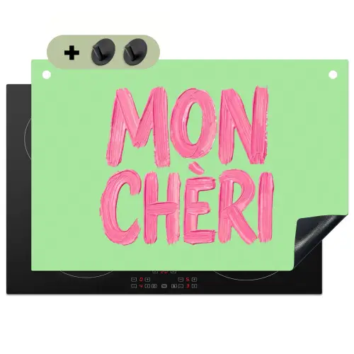 Mon cheri - Groen - Roze Inductie beschemer met haakjes klein -3d