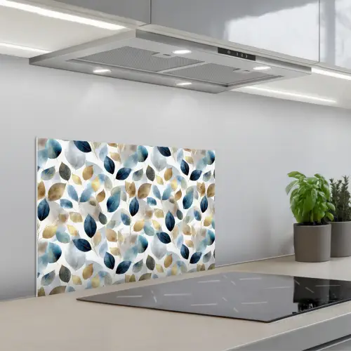 Blad - Mix - Aquarel - Goude keuken achterwand spatscherm klein 900 -3d_schuin