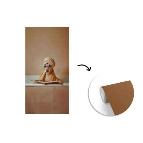 Bad - Hond - Boek - Zonnebril fotobehang vinyl groot -3d