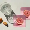 Grapefruit - Roze - Disco - Shiny onderzetter kurk middel -sfeer4