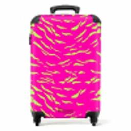 Felroze tijgerprint met limoengroene strepen NBS - Handbagage koffer - Volwassenen Unisex middel -productfoto_recht