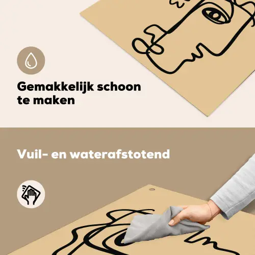 Overlappende profielen - Lichtbruin - Zwart Inductie beschemer met haakjes middel -ky-schoon-nl