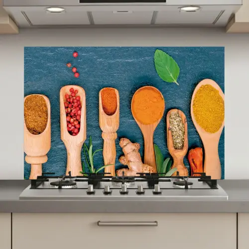 Lepels - Hout - Kruiden - Specerijen keuken achterwand spatscherm klein -3d_website