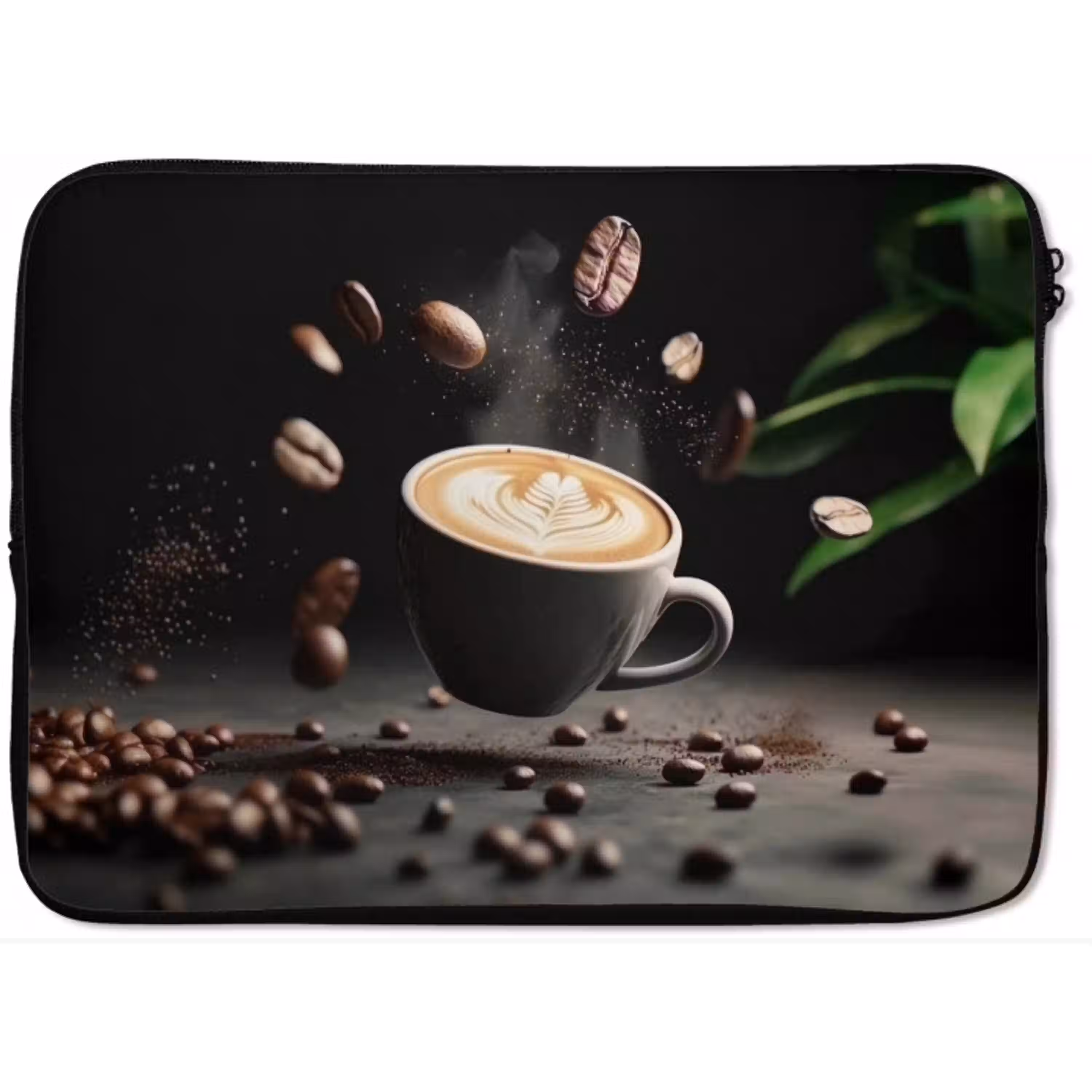 Cappuccino - Kop - Bonen - Bruin laptophoes neopreen klein -zkaufland3dotto