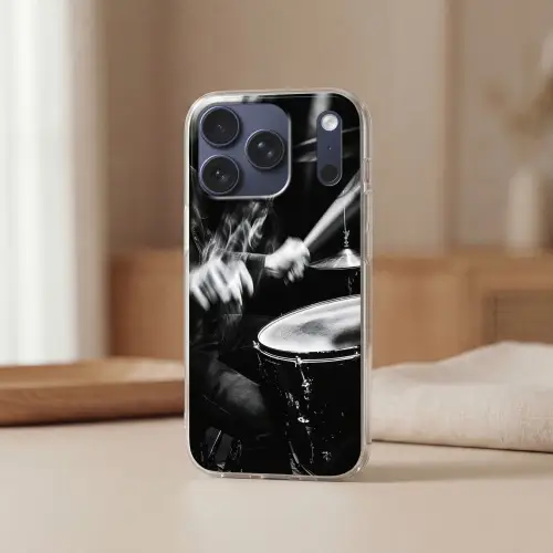Drummer - Zwart - Drumstel Telefoonhoesje iPhone 17 Pro klein -sfeer2