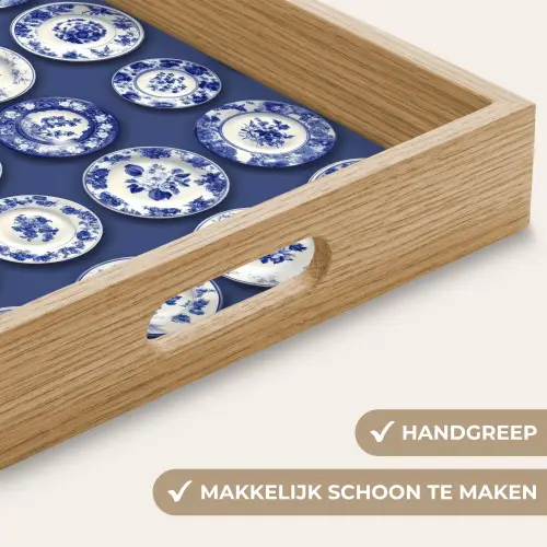 Borden - Floraal - Blauw Dienblad Rechthoek middel 911 -USP_HandgreepNL