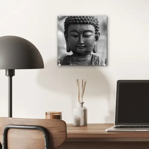 Boeddha - Grijs - Spiritualiteit - Buddha beeld - Religie plexiglas 5mm klein -sfeer6
