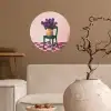 Stoel - Vaas - Bloemen - Geblokt Wandcirkel behangsticker klein -sfeer1