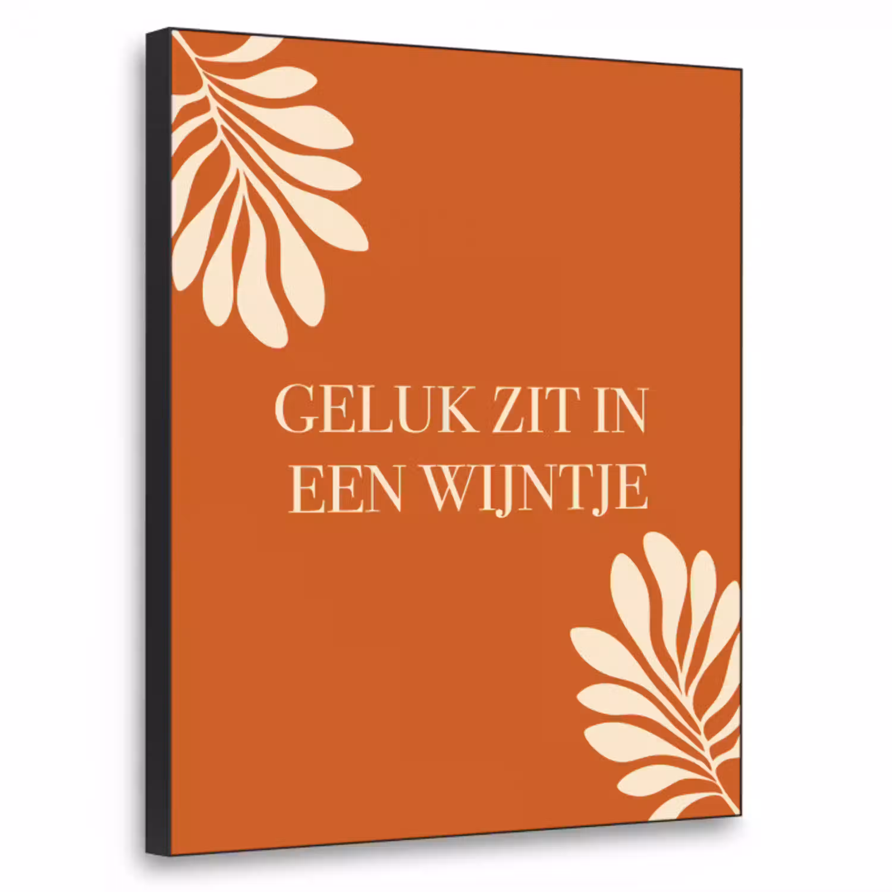 Oranje - Wijntje - Quote Textielframe - compleet frame klein -3d