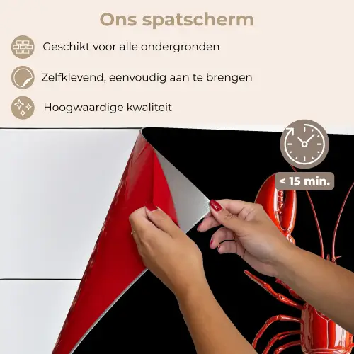 Kreeft - Glossier Rood - Zwart keuken achterwand spatscherm klein -spatscherm_NL