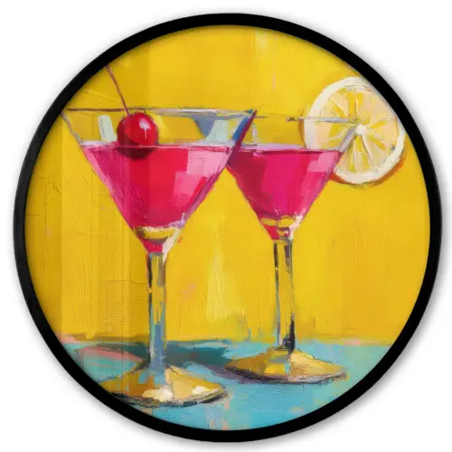 Glazen - Cocktail - Citroen - Kers Fotolijst rond zonder passe partout klein -3d